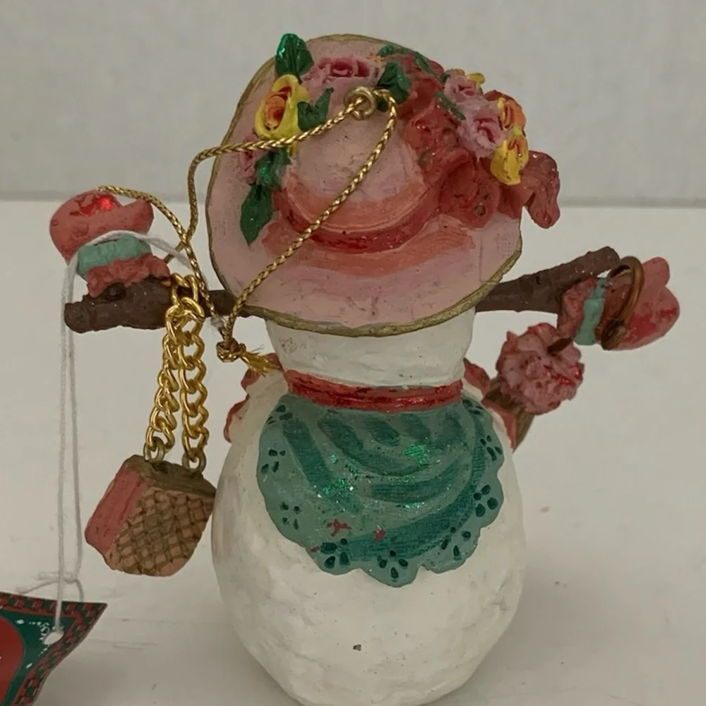NWT Stylish Snowman Ornament Vintage Cottagecore Charming Holiday Decor Gift